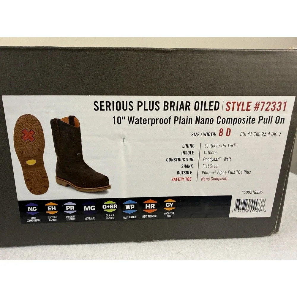 Chippewa Work Boots Mens 8D Waterproof Steel Toe Brown Leather Logger Boots NIB‎